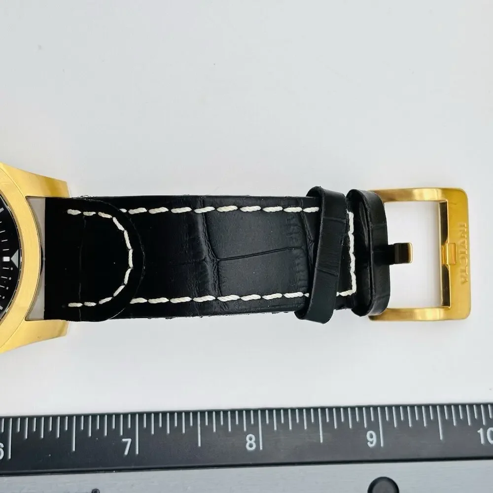 Invicta Chronograph #10491 Watch with Black Leather Band In Box. With Paperwork